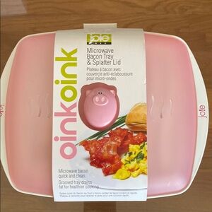NWT Jo!e Pink Microwave Bacon Tray with Splatter Lid